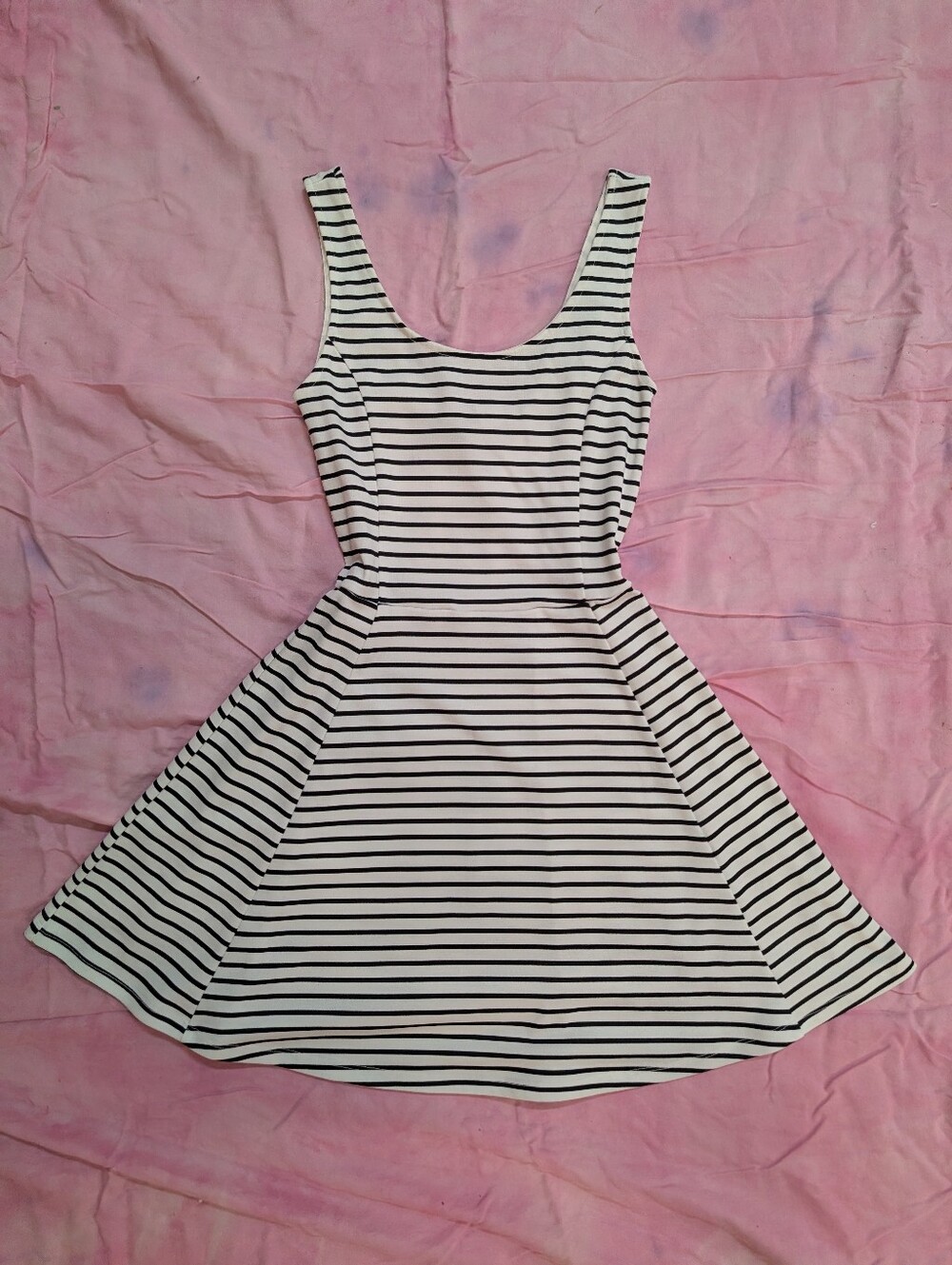 H&M Divided Striped Scoop Back Skater Dress - Black & White Size 6